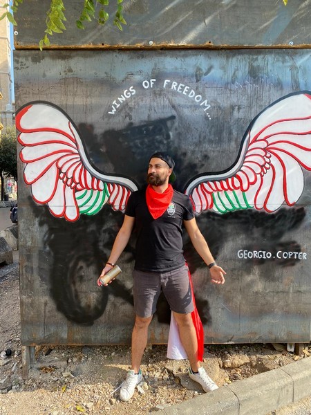 Georgio Copter spreads the Lebanese Wings of Freedom
